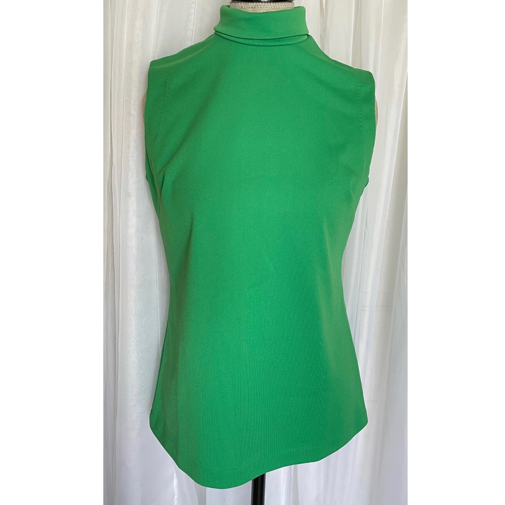 Vintage 60s Green Sleeveless Blouse Size Medium/Large